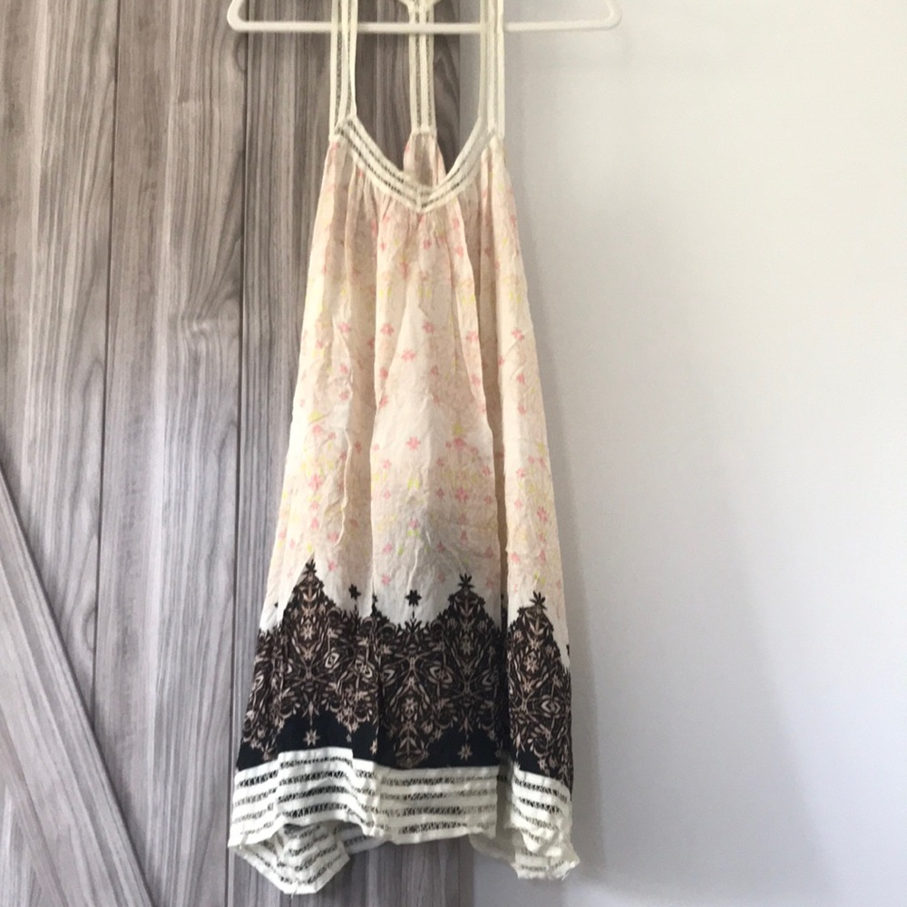 Free People lace trim t-back floral dress just above knee